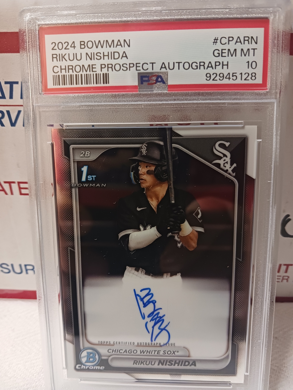 2024 Bowman Chrome 1ST Prospect Autograph - Rikuu Nishida (RC) PSA GEM MINT 10 - Picture 3 of 7
